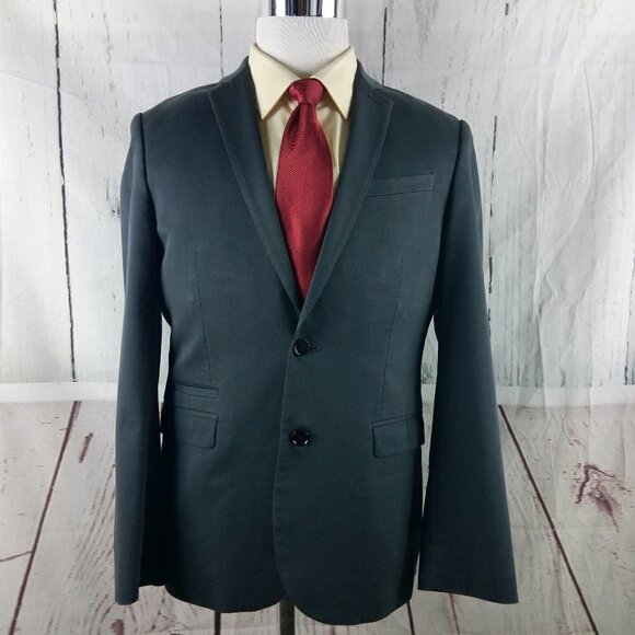 Express Photographer Fitted 40R 2 Button Gray Suit Blazer Sport Coat - Picture 1 of 13